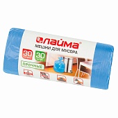 Мешки для мусора 30 л, синие, в рулоне 30 шт., ПНД, 10 мкм, 600х500 мм, LAIMA, 601378