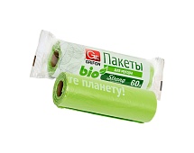Мешки для мусора 60 л, биоразлагаемые, на втулке, зеленые, в рулоне 15 шт., ПНД, 12 мкм, 800х600 мм, GRIFON Bio, 100-060