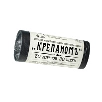 Мешки для мусора 30 л, черные, в рулоне 20 шт., ПНД, 7 мкм, 560х440 мм, Крепаномъ, 4607075710580 в Кирове