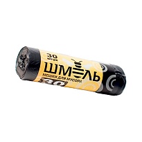 Мешки для мусора 30 л, черные, в рулоне 30 шт., ПНД, 7 мкм, 600х500 мм, ШМЕЛЬ, 4625 в Кирове
