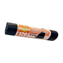 Мешки для мусора 120 л, с завязками, черные, в рулоне 10 шт., ПНД, 16 мкм, 1100х700 мм, Крепак, 4607075710320 в Кирове