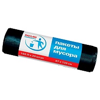 Мешки для мусора 160 л, черные, в рулоне 20 шт., ПВД, 30 мкм, 1200х870 мм, PACLAN Professional, 604082 в Кирове