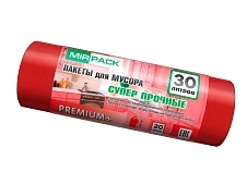 Мешки для мусора 30 л, ароматизированные, красные, в рулоне 20 шт., ПСД, 20 мкм, 600х500 мм, PREMIUM+, 3020103