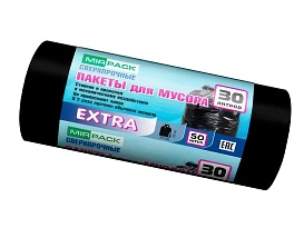 Мешки для мусора 30 л, ароматизированные, черные, в рулоне 50 шт., ПНД, 12 мкм, 600х500 мм, EXTRA, 3050500 в Кирове