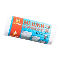 Мешки для мусора 30 л, белые, в рулоне 30 шт., ПНД, 5 мкм, 560х480 мм, Эконом, МЭ2585 (МНЭ 30-30б) в Кирове