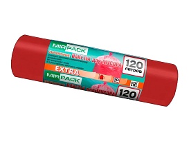 Мешки для мусора 120 л, красные, в рулоне 10 шт., ПНД, 14 мкм, 1100х700 мм, EXTRA, ex1201805 в Кирове