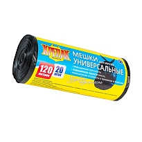 Мешки для мусора 120 л, черные, в рулоне 20 шт., ПНД, 15 мкм, 1100х700 мм, Крепак, 4607075710207 в Кирове