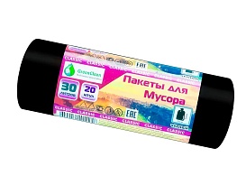Мешки для мусора 30 л, черные, в рулоне 20 шт., ПНД, 7 мкм, 600х500 мм, MIRPACK Classik, 302040 в Кирове