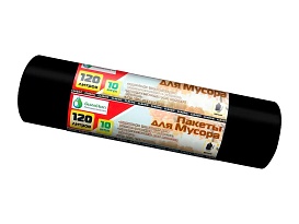 Мешки для мусора 120 л, черные, в рулоне 10 шт., ПНД, 12 мкм, 1100х700 мм, MIRPACK Classik, 1201011 в Кирове