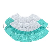 Бахилы бело-бирюзовые 1000 шт (500 пар), 48 мкм, двойная подошва, с одной резинкой, Эконом+ в Кирове