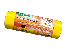Мешки для мусора 30 л, ароматизированные, желтые, в рулоне 20 шт., ПСД, 20 мкм, 600х500 мм, PREMIUM+, 3020106