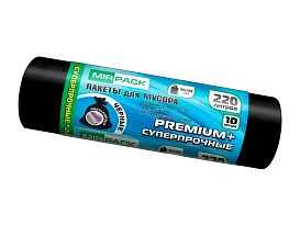 Мешки для мусора 220 л, черные, в рулоне 10 шт., ПВД, 45 мкм, 1250х930 мм, PREMIUM+, 2201068 в Кирове