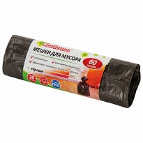 Мешки для мусора 60 л, черные, в рулоне 20 шт., ПНД, 5 мкм, 650х570 мм, Любаша, 605331 в Кирове