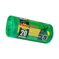 Мешки для мусора 20 л, биоразлагаемые, с ручками, черные, в рулоне 30 шт., ПНД, 10 мкм, 550х440 мм, Крепак, 4607075710047 в Кирове