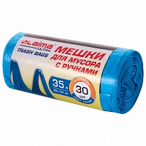 Мешки для мусора 35 л, с ручками, синие, в рулоне 30 шт., ПНД, 9 мкм, 540х500 мм, LAIMA ULTRA, 607683 в Кирове