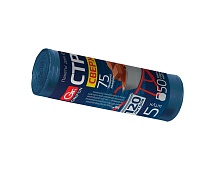Мешки для мусора 120 л, трехслойные, синие, в рулоне 5 шт., ПВД, 75 мкм, 1100х700 мм, GRIFON PROFF СТРОЙКА, 101-521