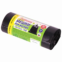 Мешки для мусора 30 л, черные, в рулоне 30 шт., ПНД, 7 мкм, 550х480 мм, Любаша, 608089 в Кирове