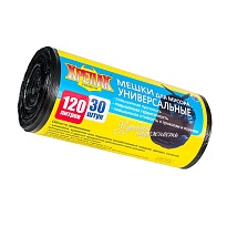 Мешки для мусора 120 л, черные, в рулоне 30 шт., ПНД, 15 мкм, 1100х700 мм, Крепак, 4607075710122 в Кирове