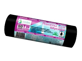 Мешки для мусора 60 л, черные, в рулоне 20 шт., ПНД, 7 мкм, 700х600 мм, MIRPACK Classik, 602050 в Кирове