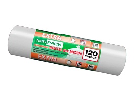 Мешки для мусора 120 л, белые, в рулоне 10 шт., ПНД, 14 мкм, 1100х700 мм, EXTRA, ex1201803 в Кирове