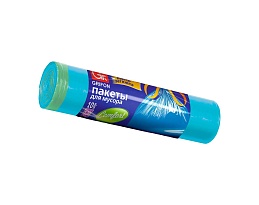 Мешки для мусора 120 л, с завязками, голубые, в рулоне 10 шт., ПНД, 18 мкм, 1100х700 мм, GRIFON, 101-065 в Кирове