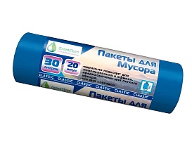 Мешки для мусора 30 л, синие, в рулоне 20 шт., ПНД, 7 мкм, 600х500 мм, MIRPACK Classik, 302041 в Кирове