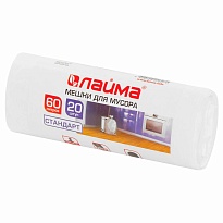 Мешки для мусора 60 л, белые, в рулоне 20 шт., ПНД, 7 мкм, 680х580 мм, LAIMA, 605539 в Кирове