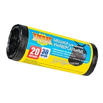 Мешки для мусора 20 л, черные, в рулоне 30 шт., ПНД, 10 мкм, 550х440 мм, Крепак, 4607075710092 в Кирове