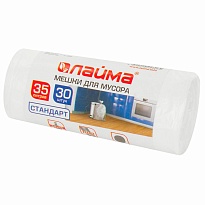 Мешки для мусора 35 л, белые, в рулоне 30 шт., ПНД, 6 мкм, 550х480 мм, LAIMA, 605538 в Кирове