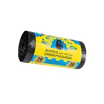 Мешки для мусора 20 л, с ушками, черные, в рулоне 30 шт., ПНД, 10 мкм, 550х440 мм, Крепакоф, 4607075710221 в Кирове