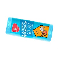 Мешки для мусора 30 л, синие, в рулоне 30 шт., ПНД, 5 мкм, 560х480 мм, Эконом, МЭ3841 (ПМ-30-30) в Кирове